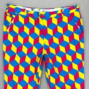 Royal & Awesome‎ Golf Pants Mens 44/34 Abstract Geometric Pattern Retro Preppy